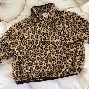 Cheetah cropped zip up